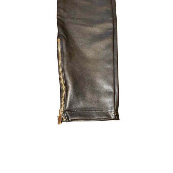 Abercrombie & Fitch Black Leather-Like Skinny Pants With Ankle Zippers XS - Picture 5 of 8